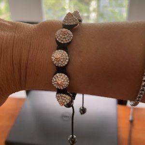 Crystal stud spike drawstring bracelet